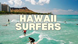 Hawaii Surfers Enjoy Fun Waves at Waikiki Beach [upl. by Lindberg376]