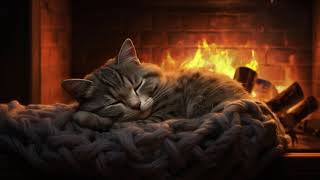 Peaceful Evening Fireplace and Gentle Purr  Cozy Purring Cat ASMR [upl. by Modesty]