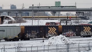 WINTERS TRAINS 2 For 1 Via Rail Siemens Trainset Race REM Trains at Pointe St Charles Yard [upl. by Essa162]