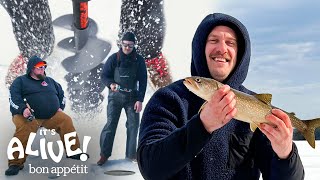 Brad Enters An Ice Fishing Contest Its Alive 100  Bon Appétit [upl. by Novyat]