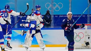 Slovakia beats Americans in Winter Olympic mens hockey playoff after shootout stunner [upl. by Ebeohp]