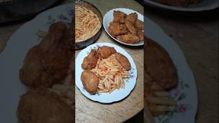 Alitas Broaster con Fideos Rojos 👩🏻‍🍳🇵🇪 Receta Rápida y Fácil 🦋✨💖 alitasdepollo pasta recetas [upl. by Thenna]