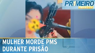 Mulher morde policial ao ser presa com duas submetralhadoras em Manaus  Primeiro Impacto 021024 [upl. by Esil]