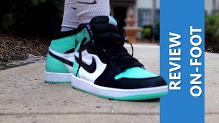 EARLY LOOK  Air Jordan 1 Green Glow REVIEW  ON FOOT AND LACE SWAP [upl. by Lledniw]