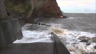 STORMY SEA AT HIGH TIDE AT WATCHET SOMERSET 6 DECEMBER 2013 [upl. by Akinek76]