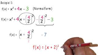 Erklärvideoquadratische FunktionenNormalform in Scheitelpunktform umwandeln [upl. by Atiluap]