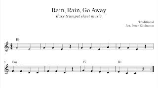 Rain Rain Go Away  Trumpet sheet music  Easy trumpet songs for beginners [upl. by Ezri]