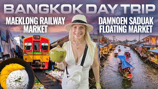 Maeklong Railway Market amp Damnoen Saduak Floating Market  Bangkok DAY TRIP  Thailand [upl. by Pillihpnhoj]