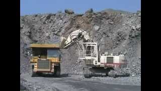 Terex OampK RH30F loading Komatsu HD405 [upl. by Aittam]