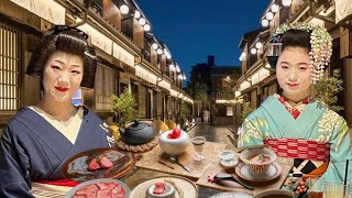 Dining with Geisha and Maiko at Wagyu Ryotei Bungo Gion 和牛料亭 bungo 祇園 Kyoto Japan 祇園東の舞妓さんと芸妓 [upl. by Abdu]