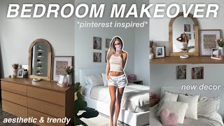 AESTHETIC BEDROOM MAKEOVER 🎀 pinterest inspired [upl. by Ahseirej]