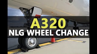 AIRCRAFT  A320 Nose Landing Gear Wheel Removal  Installation [upl. by Adnwahsal]