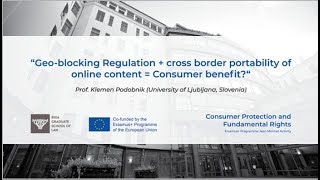 Prof Klemen Podobnik quotGeoblocking Regulation  crossborder portability of online contentquot [upl. by Jea]