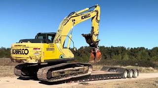 Kobelco 210 Excavator Sold amp Loading On A RGN Trailer [upl. by Eedrahs]