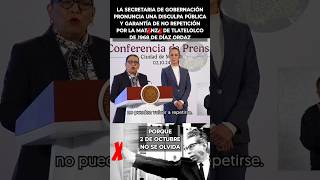 SEGOB claudiasheinbaum disculpa y garantiza no repetir Tlatelolco 68 de Díaz Ordaz shorts Mexico [upl. by Fredek]