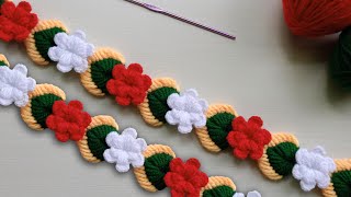 Flower Toran Patti design Crochet Pattern Jhalar ki Patti Woolen art and Craft [upl. by Aihsoem]