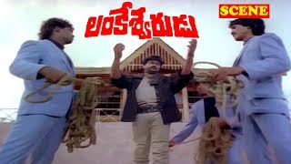 MEGA STAR SHOWING HIS POWER TO VILLANS  LANKESHWARUDU  CHIRANJEEVI  RADHA  REVATHI  V9 VIDEOS [upl. by Ise]