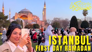 First Day Of Ramadan In Istanbul Thousands Of People Iftar Time Walking Tour [upl. by Imotih]