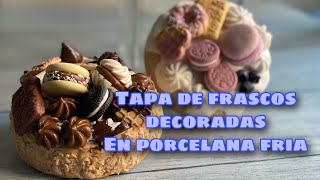 COMO FORRAR TAPA DE FRASCO EN PORCELA FRIA  FRASCOS DECORADOS [upl. by Dash]