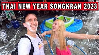 THAI NEUJAHR SONGKRAN WASSERFEST 2023 in 4K Bangkok Thailand [upl. by Ahsilem]