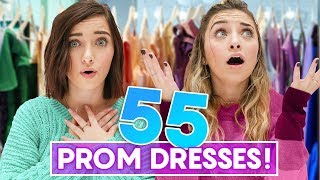 We Tried On 55 PROM DRESSES [upl. by Nywra]