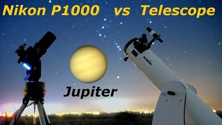 Jupiter through a Telescope amp Nikon P1000 Realtime video comparison [upl. by Bergeron410]