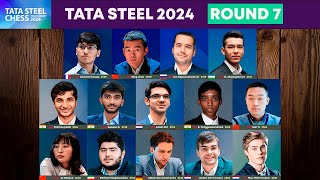 🔴 Round 7  Tata Steel Chess 2024  Ding Nepom Firouzja Giri Pragg Gukesh Abdusattorov Wei Yi [upl. by Ramar38]