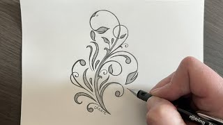 How to draw a simple Flourish Design  Pencil Drawing for Beginners [upl. by Aneeh]