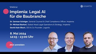 Webinar Implenia Legal AI für die Baubranche [upl. by Winikka78]