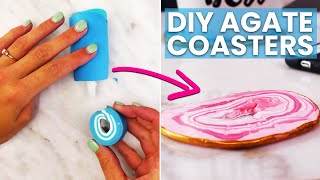 DIY Agate Coasters  Clay  Crafty [upl. by Alathia]