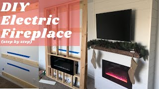 DIY Electric Fireplace Wall Step By Step  Shiplap [upl. by Cavanagh]