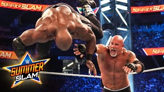 Goldberg sends Bobby Lashley flying with powerful toss SummerSlam 2021 WWE Network Exclusive [upl. by Anchie]