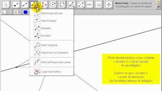 Tutorial do GeoGebra 5x Como Construir O Incentro e O Círculo Inscrito de Um Triângulo [upl. by Aihsetel]