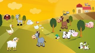 Learn Farm Animals Names and Sounds  With Cartoon Characters for Kids [upl. by Tillo]