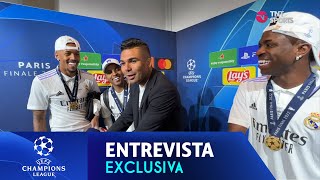 MUITA RESENHA BRASILEIROS DO REAL MADRID DÃO A MELHOR ENTREVISTA DA CHAMPIONS LEAGUE [upl. by Butler]