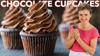 Easy CHOCOLATE CUPCAKES with Chocolate Buttercream Frosting [upl. by Goldsworthy92]