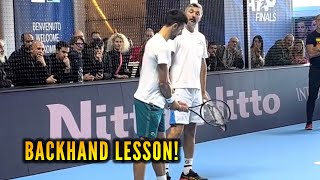 Novak Djokovic and Goran Ivanisevic LESSON on BACKHAND RETURN [upl. by Nnaid735]