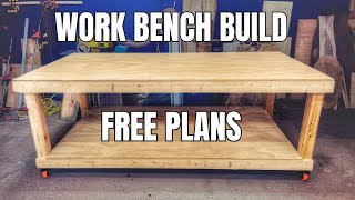 How to Build a Big Mobile Workbench  FREE BUILD PLANS  DIY Workbench [upl. by Einnol]