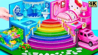 Make Hello Kitty vs Frozen House with Bedroom and Rainbow Fish Tank for Two  DIY Miniature House [upl. by Fitz]