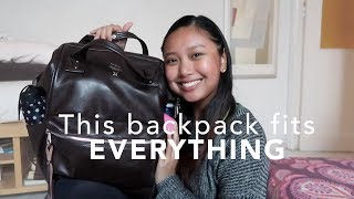 Whats In My Bag 2019 ft my LARGE leather Anello backpack [upl. by Ztirf]