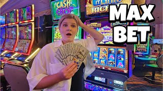 Max Betting Slot Machines Until We Hit a Bonus 🤩 [upl. by Sutniuq]