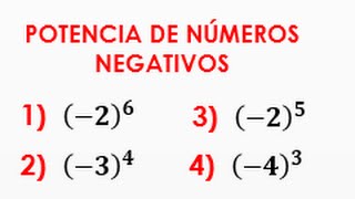 Potenciación de números negativos exponente par e impar  Potenciación de números enteros [upl. by Leonid]