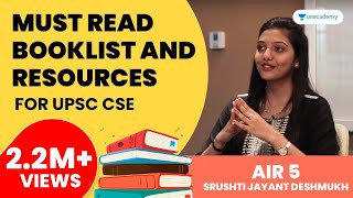 Must Read Booklist and Resources for UPSC CSE by AIR 5 Srushti Jayant Deshmukh [upl. by Aleydis]