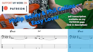 Philip Bailey amp Phil Collins  Easy Lover Bass cover with tabs [upl. by Kostival]