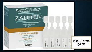 Zaditen eye drop ketotifen anti histamine allergic conjunctivitis itchy watery eyes Roze pharm [upl. by Rovaert]