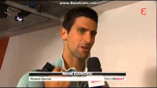 Djokovic Vs Goffin  Interview Djokovic  Roland Garros 2013 [upl. by Asoj]