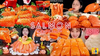 🍣 SALMON 🍣 MUKBANG COMPILATION  ASMR BIG BITES  EATING SOUNDS [upl. by Durante863]