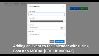 Event Calendar with Bootstrap Modal  Add event data full Calendar [upl. by Roland]