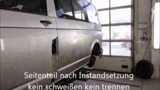 Seitenwand Instandsetzung VW T5 DelleBeuleeingedrücktKotflügelKratzerSeitenteilSchweller [upl. by Aninay]