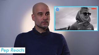 Pep Guardiola Reacts to Zinchenko Rapping [upl. by Lonnie]